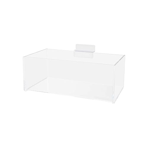 2 Pack Slatwall Acrylic Retail Tray Clear One Compartment Rectangular Merchandise Dump Bin See Through Storage Caddy for Businesses and Tradeshows by Marketing Holders - size: 8"W Single Pocket
