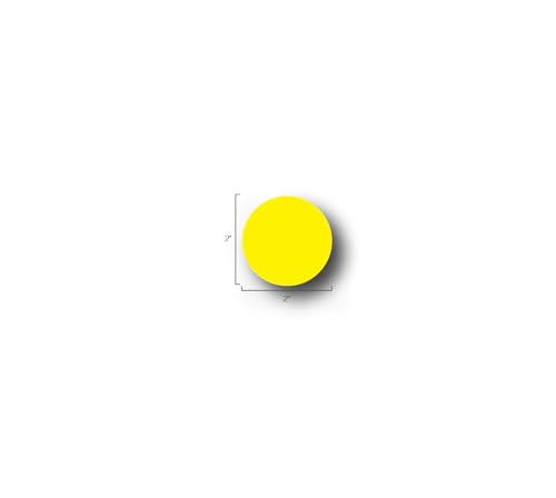 5S Location Marking Circle- (Various Sizes Available) Durable Circular Shaped Floor Marker by Graphical Warehouse- Vibrant Colors, Rounded Corners (25 Pack) (2", Yellow) - color: Yellow, size: 2"
