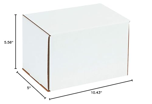 Box USA 10" Deluxe Shipping Boxes, 10 1/2"L x 5"W x 6"H, 50-Pack - White Box Mailers for Packaging, Storage, Gifts or Bulk Business Orders - size: 10 1/2 x 5 x 6" 50-Pack