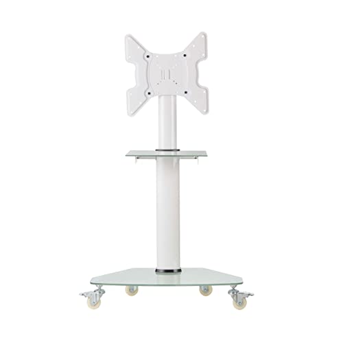 Tripp Lite Mobile Rolling TV Stand Cart with Mount for 32” – 55” Televisions, Elegant Frosted Glass Base and Shelf, Adjustable 50” – 62” Height, Durable White Steel, 5-Year Warranty (DMCS3255SG62W) - size: 32” – 55”, style: White Glass Base