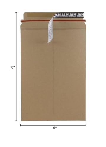JAM PAPER Stay-Flat Photo Mailer Envelopes with Peel & Seal Closure - 6 x 8 - Brown Kraft - 6 Rigid Mailers/Pack - color: 6/Pack, size: 6" x 8"
