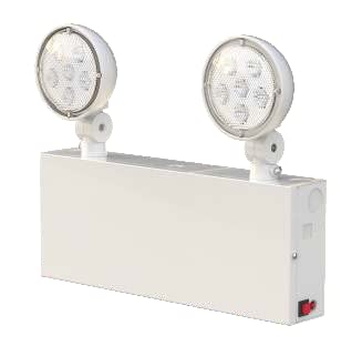 New York Certified LED Emergency Light, White Housing with Backup Battery, Two Adjustable Lamps Heads, 120-277V, Commercial Grade, Fire Resistant, UL Certified NYC-100 (2 Heads) - size: 2 HEADS