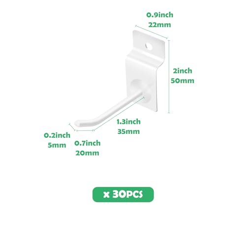 60Pcs 2 Inches Slatwall Hooks Assortment Set, Heavy Duty Metal Panel Display Slat Wall Hooks, Pegboard Gridwall Display Hangers for Garage Shop Retail Exhibition Organization (White) - color: White, size: 2 Inches