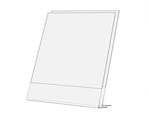 Marketing Holders 2 Pack Acrylic Sign Holder for 8" x 10" Printed Media Clear Plastic Side Load Slanted Countertop Display for Reception Desks in Medical Offices Clinics and Hospitals - size: 8"w x 10"h