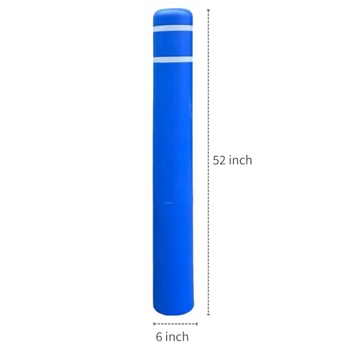 Durable Bollard Cover Heavy Duty Shell - Weather Resistant Anti-Collision - Universal Fit Parking Lot, Dock, Warehouse (Multiple Sizes & Colors Available) (52" H, Blue, 6" Dia) - color: Blue, size: 6"Dia, style: 52"H