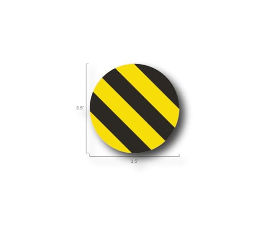 5S Location Marking Circle- (Various Sizes Available) Durable Circular Shaped Floor Marker by Graphical Warehouse- Vibrant Colors, Rounded Corners (25 Pack) (3.5", Black/Yellow) - color: Black/Yellow, size: 3.5"