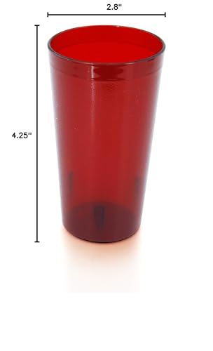 New Star Foodservice Restaurant-Grade Beverage Tumblers, Red, 16 oz