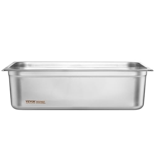 VEVOR 6 Pack Hotel Pans, Full Size 0.8mm Thick 6-Inch Deep Commercial Stainless Steel Restaurant Steam Table Pan, Catering Storage Food Pan, for Industrial & Scientific - size: 1/1 Size, style: 6 Inch Deep Thickened