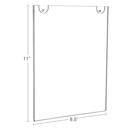BlueValley Acrylic Sign Holder 8.5 x 11 Wall Mount, Clear Picture Frame Photo Holder Stand for Wall with Adhesive & Screws, Plastic Paper Menu Holder for Office,Store,Home-Vertical 6 Pack