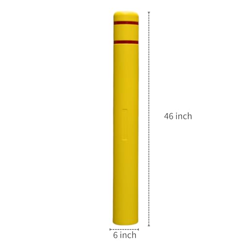 Durable Bollard Cover Heavy Duty Shell - Weather Resistant Anti-Collision - Universal Fit Parking Lot, Dock, Warehouse (Multiple Sizes & Colors Available) (46" H, Yellow, 6" Dia) - color: Yellow, size: 6"Dia, style: 46"H