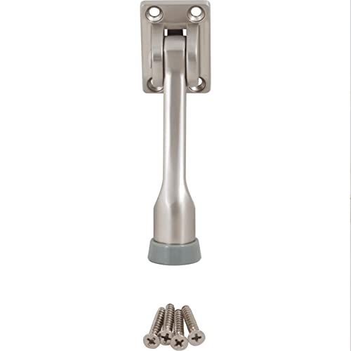 Stone Harbor Hardware Heavy-Duty Kick-Down Holder with 4 Screws, 4 Inches, Satin Nickel - color: Satin Nickel