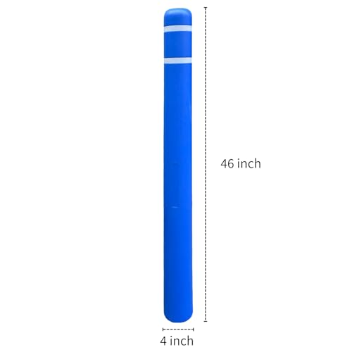 Durable Bollard Cover Heavy Duty Shell - Weather Resistant Anti-Collision - Universal Fit Parking Lot, Dock, Warehouse (Multiple Sizes & Colors Available) (46" H, Blue, 4" Dia) - color: Blue, size: 4"Dia, style: 46"H