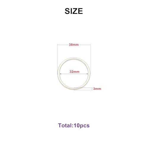 40pcs 4 Sizes O Rings Welded Strong Metal Heavy Duty Round Ring for Pet Collars Buckle Belts Strap Webbing Sewing - color: 5/4"(32mm) Silver 10pcs