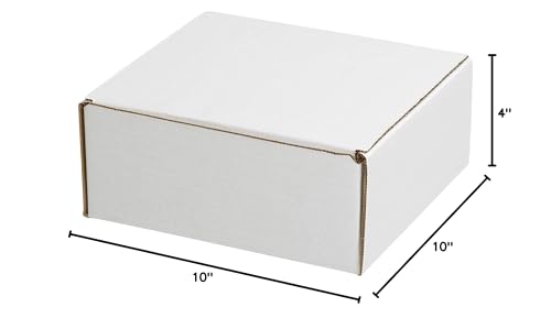 Box USA Mailer Boxes Small 10"L x 10"W x 4"H 50-Pack - Corrugated Cardboard Box for Shipping, Moving, Mailing, Packing, Packaging and Storage - size: 10x10x4" 50-Pack White