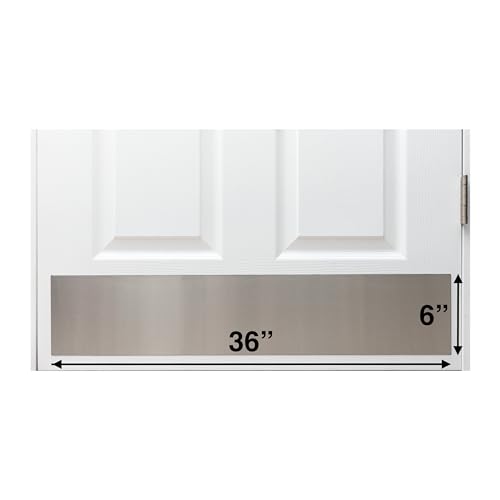 Stainless Steel Door Kick Plate, 6" x 36", No Holes, for Door Widths 38", Made in USA - size: 6" x 36" (38" Door) No Holes