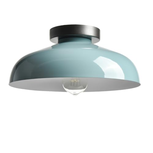 DIRYZON 12-Inch Industial Macaron Semi Flush Mount Ceiling Light - color: Sea Green