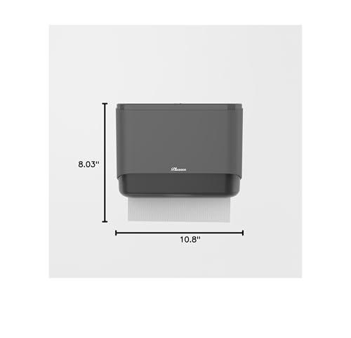 Paper Towel Dispenser Wall Mount for Home Bathroom Kitchen, ABS Waterproof Folded Hand Towel Holder with Window, No-Drill or Screw Install, 200 C-Fold Multi-Fold Capacity - color: Gray