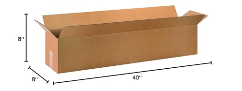 PARTNERS BRAND 40x8x8 Long Corrugated Boxes, Long, 40L x 8W x 8H, Pack of 25 | Shipping, Packaging, Moving, Storage Box for Home or Business, Strong Wholesale Bulk Boxes