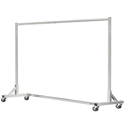 Simple Trending Industrial Grade Z Base 70inches Extra Long Clothes Garment Rack, Commercial Grade Rolling Clothing Rack, Heavy Duty 450lbs Load with Wheels, Chrome - size: 70"D x 19.75"W x 62.75"H