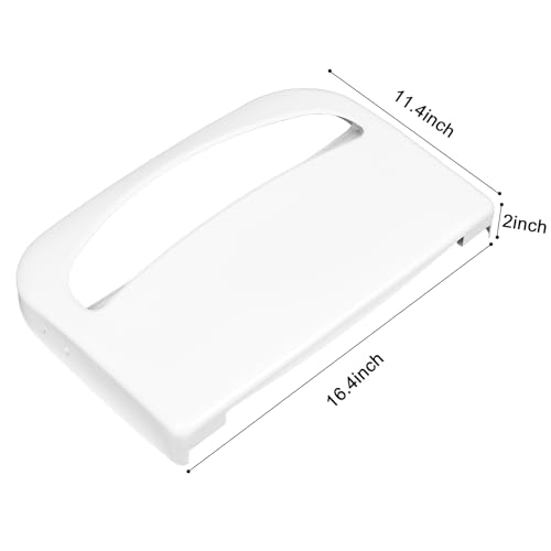 Domensi 2 Pcs Stainless Steel Toilet Seat Cover Dispenser Commercial Toilet Seat Wall Mount Half Fold Cover Holder with Screws for Office Restaurant Home Bathroom School, 16.4 Inch (White) - color: White