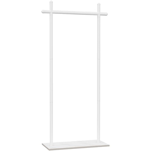 Coat Racks Freestanding with Natural Rock Base,68.9in,White,Large - color: White, size: 25.6*11.8*68.9in