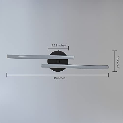 EDISLIVE 22.5 Inch Black Curved LED Ceiling Light, 12W 1200LM Dimmable Flush Mount, 6000K Cool White Slim Low Profile Lighting Fixture for Kitchen Hallway Office Garage - color: Black-2 light-22.5in, size: 6000K-Cool