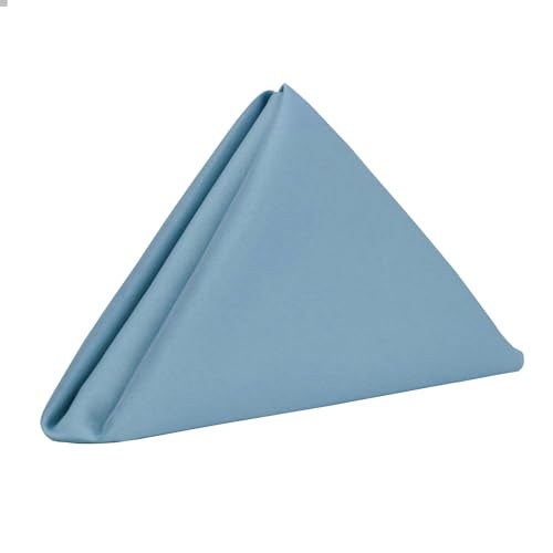 YOUR CHAIR COVERS - 10 Pack 20 Inch L'Amour Satin Napkins, Oversized, Double Folded and Hemmed Table Napkins for Restaurant, Bistro, Wedding, Thanksgiving and Christmas (Dusty Blue) - color: Dusty Blue