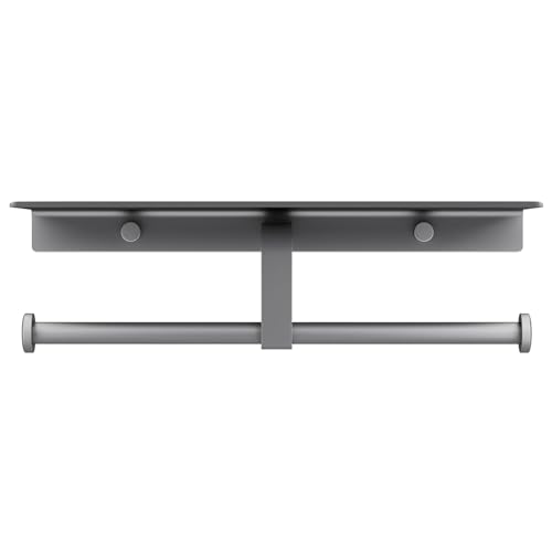 Danpoo Grey Toilet Paper Holder with Shelf, Double Roll Commercial Toilet Paper Dispenser - color: Grey