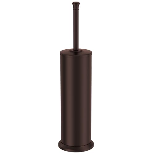Bronze Toilet Brush and Holder,Extra Long Handled Toilet Brush for Bathroom,Stainless Steel Heavy Duty Toilet Bowl Brush,Removable Inner Bowl,Deep Cleaning Dense Bristles Cleaner Brush -Space Saving - color: Bronze