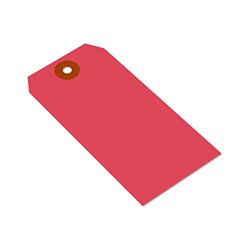 SmartSign Pack of 1000 Red Blank Shipping Tags, Size-5, 13pt Thick Cardstock Tags, 2.375" x 4.75" Paper Hang Tags with Reinforced Fiber Patch (Without Strings) - color: Red, size: No Attachment - Pack of 1000