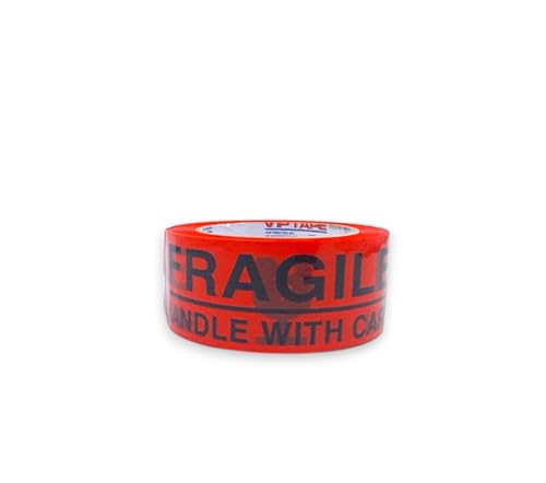 12 Rolls Fragile Tape Handle with Care Packing Printing Tape, Shipping Carton Box Sealing Tape, 2 Inch x 330 Feet (110 Yards), Heavy Duty Tape for Box Office Moving Packaging (Red) - color: Red