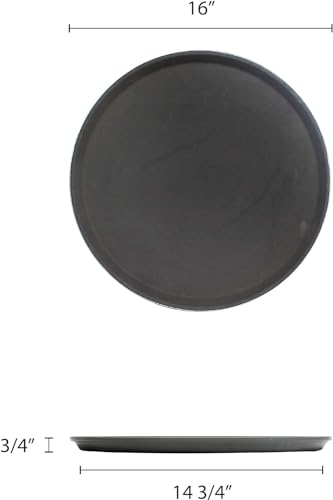 TrueCraftware- 16" Round Non-Slip Serving Trays Black Set of 6- Serving Tray Serving Coffee Appetizer Breakfast for Kitchen Café Hotel and Restaurants - color: Set of 6, size: 16 Inch