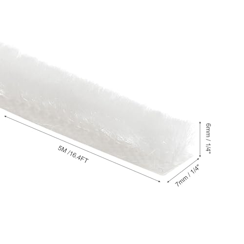 uxcell Self Adhesive Brush Seal Weather Stripping 1/4" x 9/32" x 16.4ft, Door Brush Strip for Sliding Sash Door Window Wardrobe Seal, White - color: White, size: 1/4" x 9/32" x 16.4ft