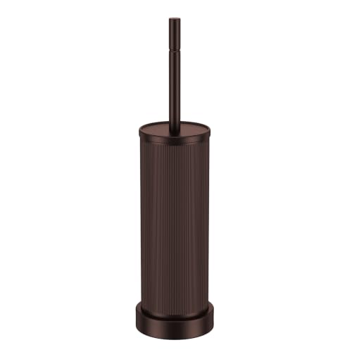Metal Vertical Grain Toilet Bowl Brush and Holder Set Scrubber Bronze - color: Bronze