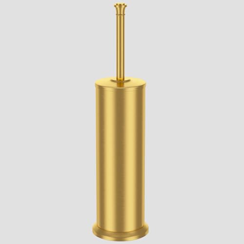 Brass Toilet Brush and Holder,Long Handled Gold Toilet Brush for Bathroom,Stainless Steel Heavy Duty Toilet Bowl Brush,Removable Inner Bowl,Deep Cleaning Dense Bristles Cleaner Brush -Space Saving - color: Brushed Brass