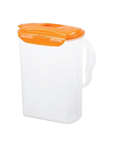LocknLock Aqua Fridge Door Water Jug | Clear Pitcher | BPA Free Plastic Pitcher with Lid | 3 Quart Pitcher with Lid for Water, Juice, Tea & More Beverages, Orange - color: Orange, size: 96 Ounces