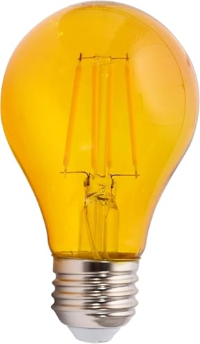 LEDVANCE Sylvania LED Yellow Glass Filament A19 Light Bulb, Dimmable, Efficient 4.5W, E26 Medium Base, 1 Pack - color: Yellow, size: 1 Count (Pack of 1)