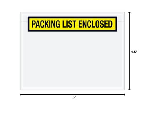 Aviditi PL441 Panel Face Envelope, "Packing List Enclosed", 4-1/2" Length x 6" Width, Yellow (Case of 1000) - color: Yellow