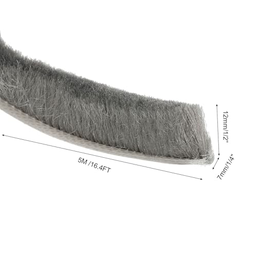uxcell Self Adhesive Brush Seal Weather Stripping 1/2" x 1/4" x 16.4ft, Door Brush Strip for Sliding Sash Door Window Wardrobe Seal, Gray - color: Gray, size: 1/2" x 1/4" x 16.4ft