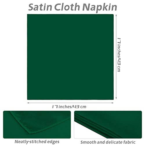 MCEAST Satin Cloth Napkins and Napkin Rings Set of 8, Smooth Fabric Table Napkins and Napkin Holder for Wedding, Birthday Dinner Party, Family Gatherings, Table Decor (Dark Green, 17 x 17 Inches) - color: Dark Green