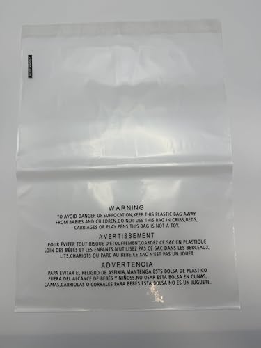 POLYSELLS 200 Count 12x15” Clear Poly Bags with Suffocation Warning Self-Sealing Plastic Bags for Shipping, Retail Packaging, T-Shirts & Clothing - Permanent Adhesive - color: Transparent, size: 12"x15" 200 Count