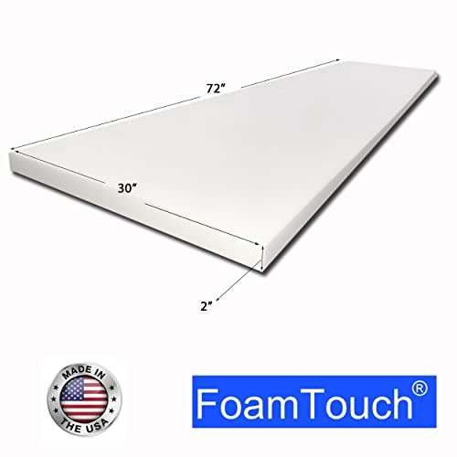 FoamTouch Upholstery Foam Cushion High Density 2'' Height x 30'' Width x 72'' Length - size: 2" x 30" x 72"