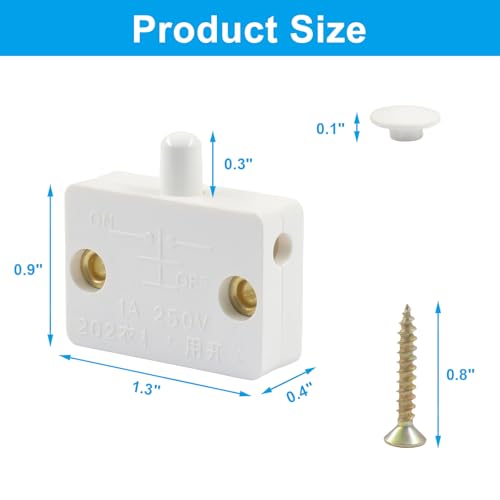 Hordion 8Pcs Cabinet Door Switch, Closet Light Wardrobe Touch Switch, White - color: White, size: 8pcs