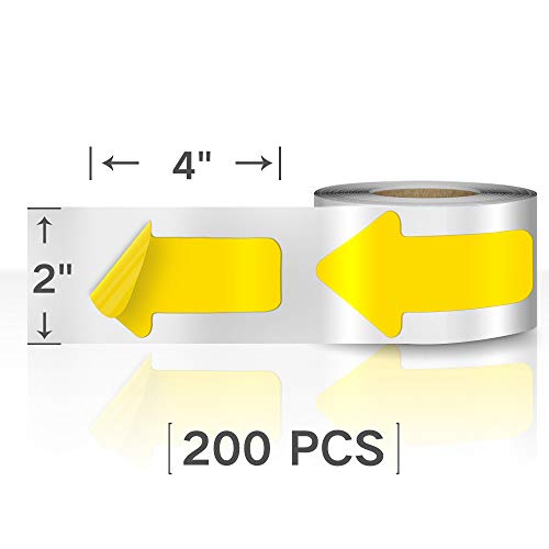 EVQ Yellow Arrow Floor Sticker Tape 2 x 4 Inch Directional Vinyl 200 PCS - color: Yellow, size: 2"×4"