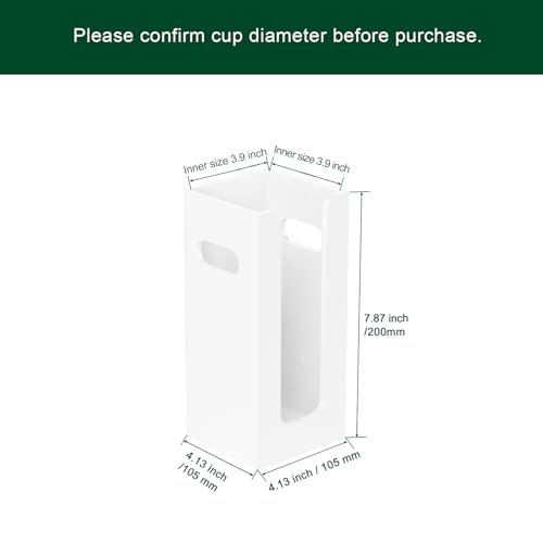 Disposable Coffee Cup Dispenser with Handles, Countertop or Wall Mount Hot/Cold Drink Cup and Lid Holder - Bathroom/Kitchen/Office Acrylic Cup Lid Storage Organizer (1 Compartment, White) - color: White, size: 1 Compartment