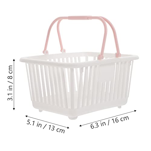 Toddmomy Small Plastic Basket with Handles 3-Pack Mini Storage Bins for Toys Grocery Bathroom Supplies Open Desktop Organizer for Bedroom Laundry Pantry 6.29 X 5.11 X 3.14 in - color: White