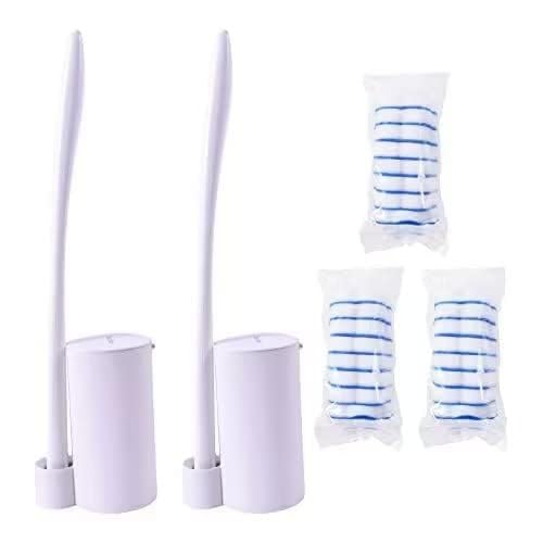 Topo Bear Disposable Toilet Brush Holder Set Toilet Wand (Pack of 2) Toilet Cleaner Scrubber with 24 Refills - size: 2 brushes+24 Refills
