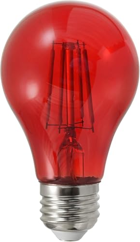 LEDVANCE Sylvania LED Red Glass Filament A19 Light Bulb, Dimmable, Efficient 4.5W, E26 Medium Base - 1 Pack (70300) - color: Red, size: 1 Count (Pack of 1)