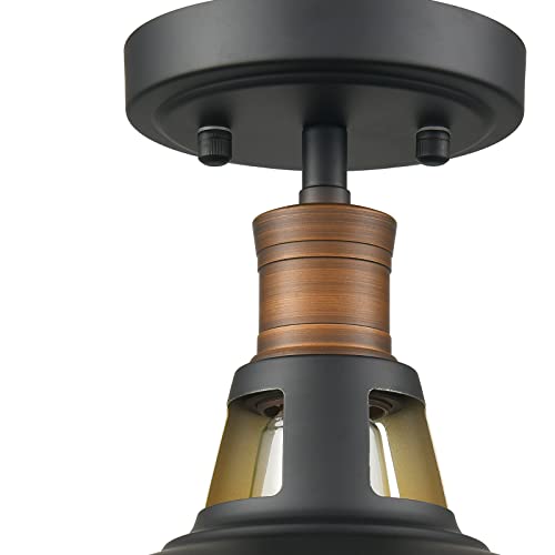 CLAXY Industrial Farmhouse Ceiling Light 1-Light Barn Ceiling Light - color: Black and Gold