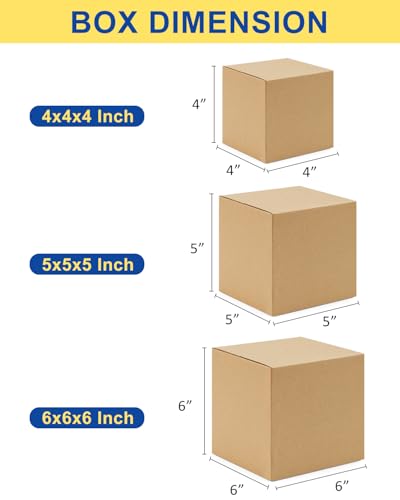 Assorted-Sizes-Shipping-Boxes-45-Pack: 4x4x4 & 5x5x5 & 6x6x6 Small-Shipping-Boxes-Mailers, Brown Corrugated-Cardboard-Boxes-for-Packing-Small-Business Mailing - color: Brown, size: 4x4x4 & 5x5x5 & 6x6x6 inches